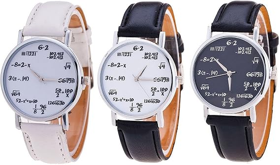 Fashion Lot of 3 Math Formula Equation Dial Unisex Leather Quartz Watches