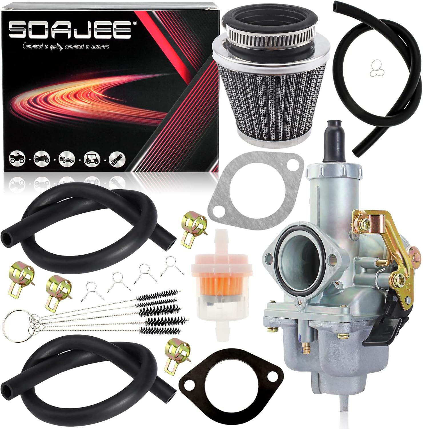 SOAJEE PZ30 Carburetor Filter Kit for 125cc 140cc 150cc 160cc 200cc 250cc 300cc CG 4-stroke Engine Motorcycles ATV Go Kart Pit Dirt Bike JCL 30mm