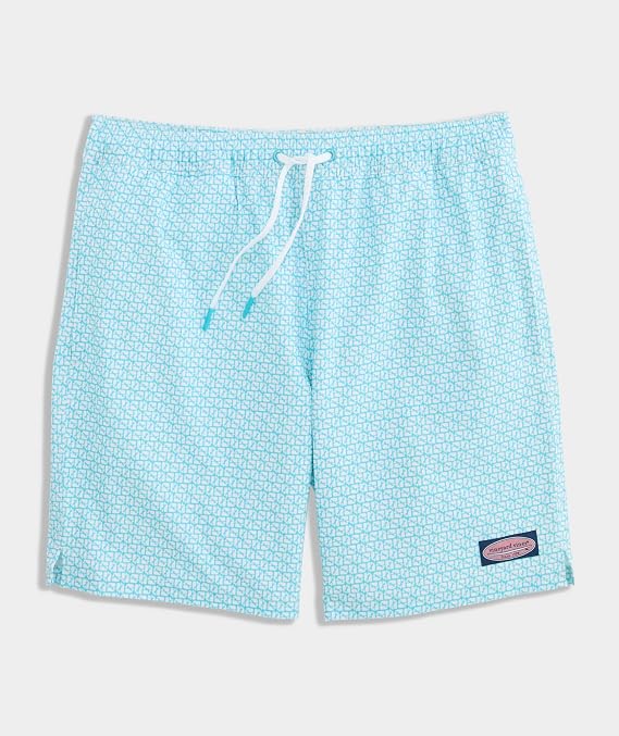vineyard vines 7 Inch Printed Chappy Swim Trunks, Puzzle Turq, L