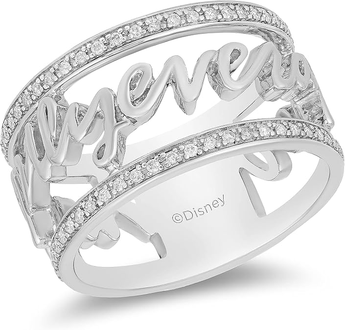 Enchanted Disney Fine Jewelry Sterling Silver Majestic Princess Ring | Sterling Silver | 1/5 CTTW Natural White Round Diamonds | For Women | Gift Box Included