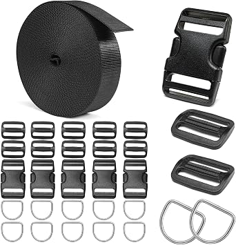 BEYOURD 1-1/2 inch Plastic Buckles Webbing Straps Metal D Rings Comb Set