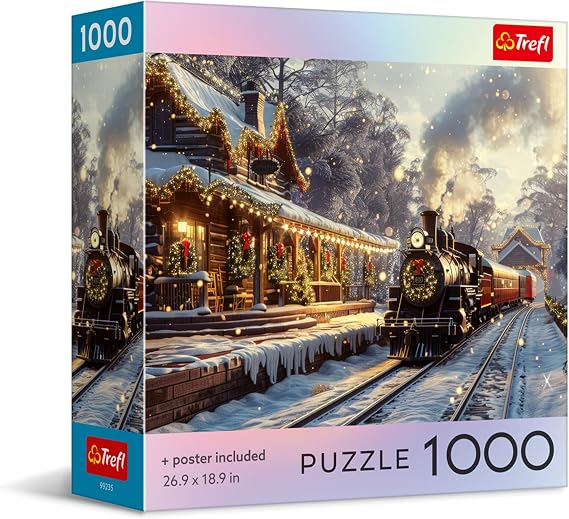 Trefl - Square Box - Christmas Express - 1000 Piece Jigsaw Puzzle 27"x19" Print, DIY Puzzle, Creative Fun, Classic Jigsaw for Adults and Children from 14 Years Old