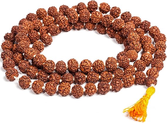Petrichor Certified Original Nepali Rudraksha Mala with Certificate for Wearing and Japa Mala (5 Mukhi Mala, 108 Beads Mala Rosary Garland, 1 Pc)