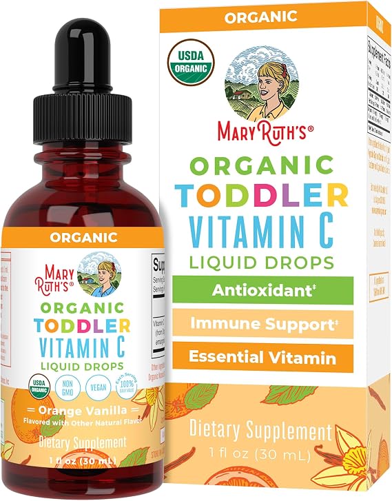 MARYRUTH'S Organic Toddler Vitamin C Drops for Immunity | Ages 1-3 Years | 15 mg Per Serving | Vitamin C for Immune Support & Overall Health | Vegan | Sugar Free | Gluten Free | Non-GMO | 30 Servings