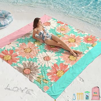 BYDOLL Beach Blanket Waterproof Sandproof,78''X81''/78''X110'' Large Sand Free Oversized Lightweight Sand Resistant Blanket, Picnic Mat for Beach Travel Camping Hiking Essentials