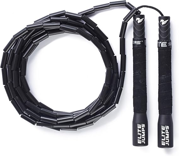 Elite Jumps Freestyle Beaded Jump Rope, Cardio Training | Long unbreakable handles, shatterproof beads. For beginners and pros. Cardio and fitness.