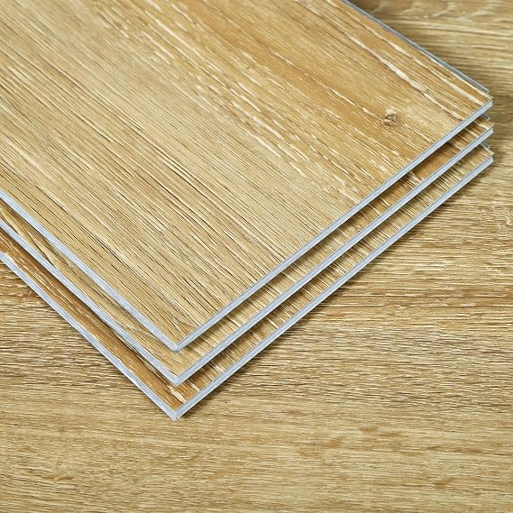 Interlocking Vinyl Flooring Planks 36" X 6", 14 Planks Covers 21 Sq.Ft Per Box, Brown or Grey, 5mm Thick DIY Easy Snap Lock Together Oak Wood Grain Luxury Vinyl Flooring for Home