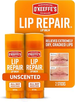 OKeeffes Lip Repair Unscented Lip Balm for Dry, Cracked Lips - Stick Twin Pack - Moisturizer for Very Dry Lips