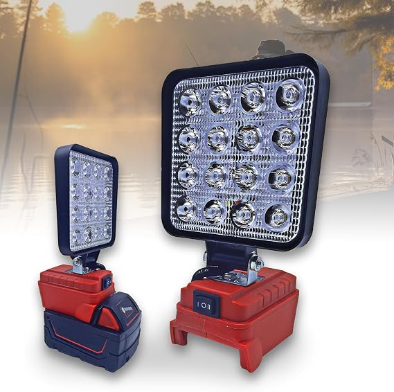Cordless Work Light Compatible with Milwaukee 18V Battery. Wide Beam Flood Light with Two USB Charging Port Flashlight for Emergency,Workshop,Garage. (1pcs 48w)