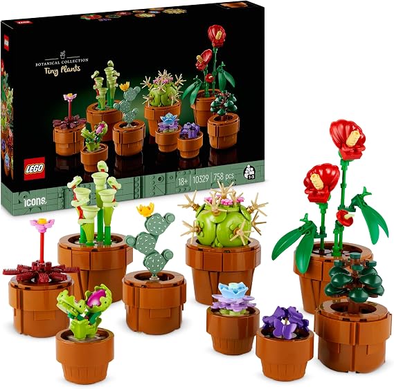 LEGO Botanicals Minik Bitkiler 10329 | Yetişkinler için Terakota Renkli Saksıda Bitkiler İçeren Yapay Çiçek Modeli Yapım Seti, Sevgililer Günü Hediyesi (758 Parça)