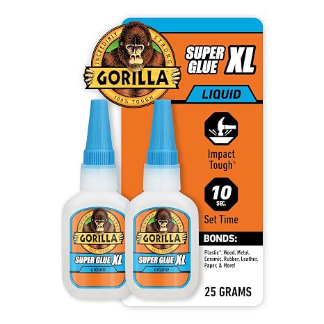 Gorilla Super Glue XL, Clear, All Purpose, 25 g, 2-Pack