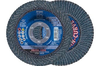 PFERD POLIFAN-Curve Radial Type Flap Disc - 4-1/2" x 7/8", 40 grit Zirconia, Welding Accessory and Angle Grinder Attachment - for Steel and Stainless Steel (INOX) Grinding - Pack of 1 - Part 67192