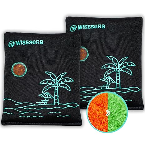 Wisesorb 500g x 2pcs Rechargeable Desiccant Packs, Reusable Car Dehumidifier, Microwave Reactivated Silica Gel Packets Moisture Absorber with Color Indicating for Safe Closet Basement Garage
