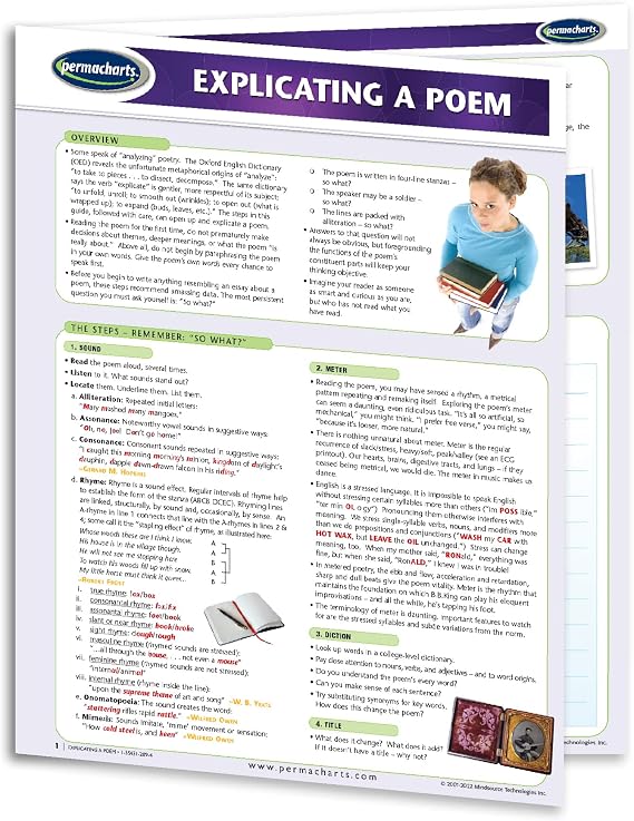 Explicating a Poem - Literature Quick Reference Guide by Permacharts