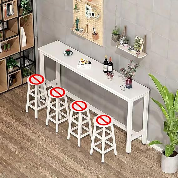 Long Bar Table Counter height table Tall Counter Height Table Height 100cm Rectangular Pub Tables Metal bracket Easy to assemble and clean Kitchen Table Suitable for bars cafes and kitchens(Whi