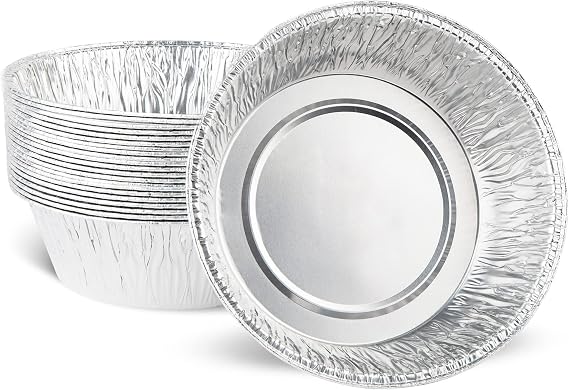 PLASTICPRO 6.5'' Inch Round Tin Foil Pans Disposable Aluminum, Freezer & Oven Safe - For Baking, Cooking, Storage, Roasting, Reheating, Deep Pack of 20