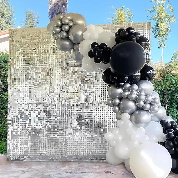 Silver Sequin Panel Backdrop Christmas Glitter Wall Panel Backdrops 36 Pack