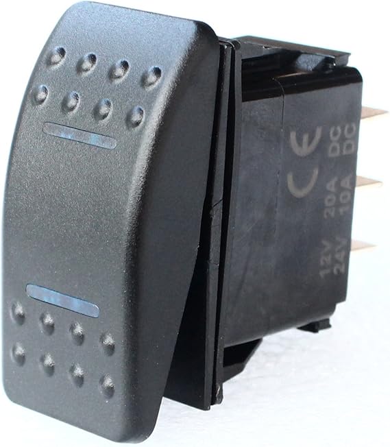 BANDC Marine Boat Car 7 Pins 2 Light Blue Led On-Off-on Rocker Switch Dpdt Waterproof 12v 24v