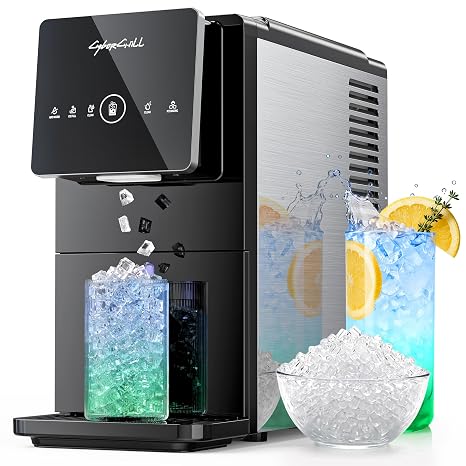 CyberChill Nugget Ice Makers Countertop Dispenser, 40lbs/Day Touch-Free Ice | Chewable Pebble Ice Machine with Removable Water Tank, Self-Dispensing Ice, Self-Cleaning, for Home, Office, Kitchen, Party