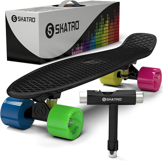 Skatro Mini Cruiser Skateboard Board 22 inch retro complete plastic with