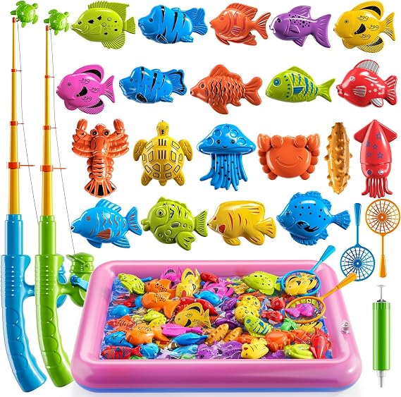TEMI Fishing Toy for Kids 3-8 Years Old, Magnetic Fishing Pole for Toddlers | Bath Toy for Child, Summer Water Toys for Boys and Girls, Outdoor and Indoor Toys, Gifts for Birthday and Holidays