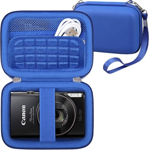 RAIALL Carrying Case for Canon PowerShot ELPH 360 HS A/IXY 650/ Canon IXUS 285 HS/Sony DSCW830/ CAMKORY/VAHOIALD Digital Camera, Vlogging Camera Travel Bag, Mesh Pocket for Batteries, Blue