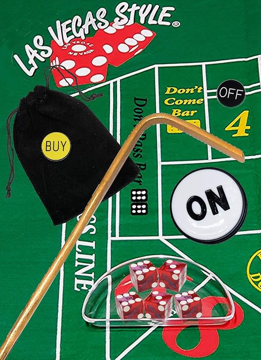 Cyber-Deals Craps Kit Sets with Dice Stick & Acrylic Dice Boat, Featuring Authentic Las Vegas Casino Table-Played Dice (Aliante (Red Polished))