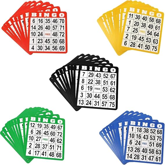 GSE Bingo Game Cards with Easy-Read Numbers, 50 Reusable Bingo Sheets Set