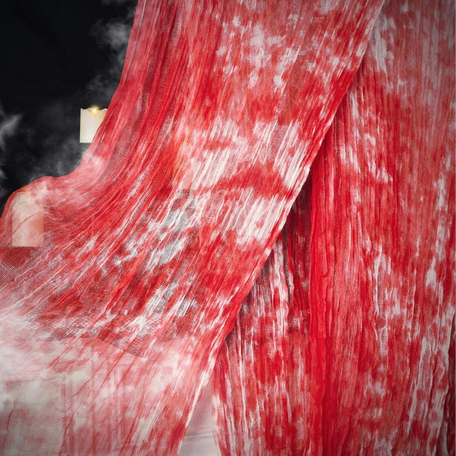 400 x 85 Inch Halloween Blood Red Creepy Cloth - Large Halloween Spooky Cloth with Bloody Prints Scary Creepy Gauze Haunted House Decoration for Halloween Indoor Outdoor Party Supplies