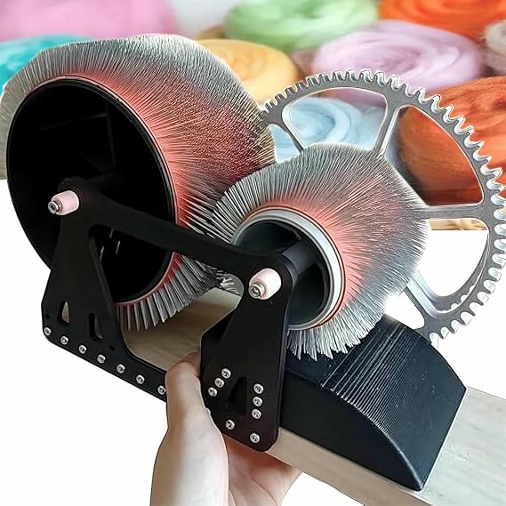 Wool Carding Machine, Wool Fiber Drum Carding Machine, Manual Wool Combing Machine, Fast Color Mixing, Combing, Spinning, for DIY Craft Make Felt Animals~/