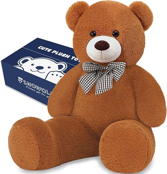 Giant Teddy Bear 4 Feet, Cute Big Plush Stuffed Animal 5 Lbs, Dark Brown | Cute Life Size Huge Soft Bear Gifts for Boy Girl Birthday Valentine Day, Baby Shower Decorations Party, 47"