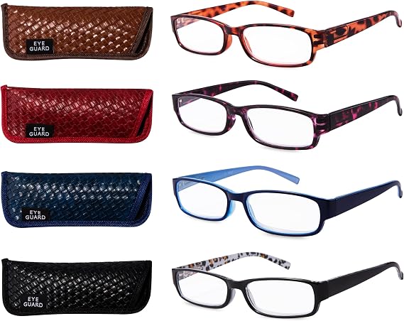 EYEGUARD Readers 4 Pack of Thin and Elegant Womens Reading Glasses with Beautiful Patterns for Ladies 2.75