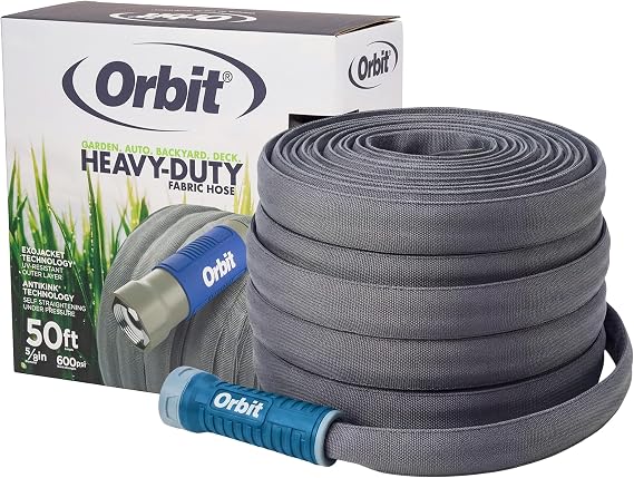 Orbit 33185 ExoJacket Heavy Duty Fabric Garden Hose, 50-Foot x 5/8-Inch