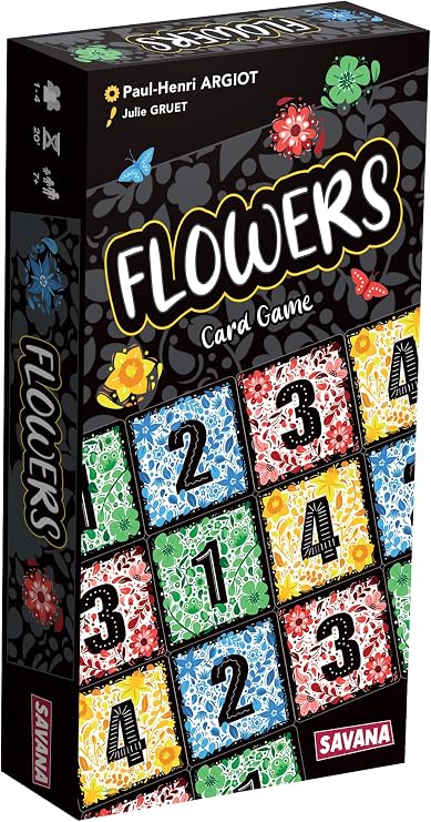SAVANA Flowers Strategic Color and Number Puzzle Card Game | Match, Stack, and Score with Butterflies and Blooms | for 14 Players, Ages 7+, 20 Min Playtime | Family Game