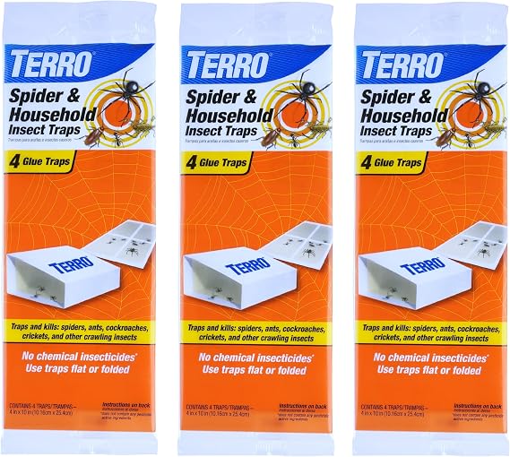 TERRO T3206SR Non-Toxic Indoor Spider, Ant, Cockroach, Centipede, Insect Traps - Includes 12 Bug Traps Indoor for Homes