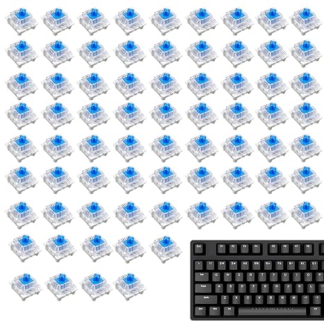 72-Piece Keyboard Clicker, Mechanical Keyboard Switches, 3 Pin Pre-Lubricated Keyboard Keys, Premium Clicky Switches for Gaming Keyboards and Office Typing Upgrades, Desktop Enhancement Accessories