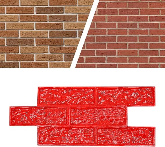 Concrete Stamp Realistic Concrete Texture Mat Concrete Stamping Mold Cement Stamp for Concrete Decorative for Wall & Floor Imprinting Concrete, Red (19.29 * 7.87 in)