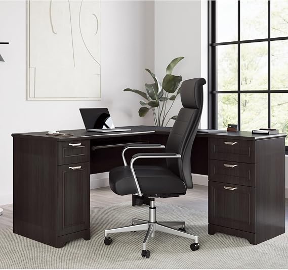 Realspace Magellan 59" W L-Shape Corner Computer Desk, Espresso