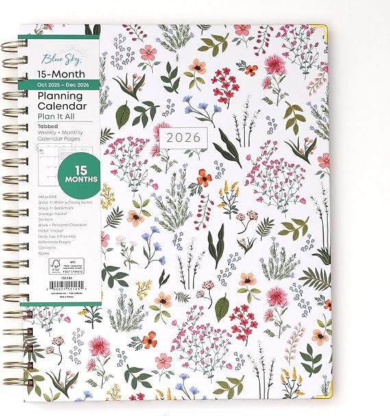 Blue Sky 2026 15-Month Weekly & Monthly Planner, 8.5"x11", Londonberry