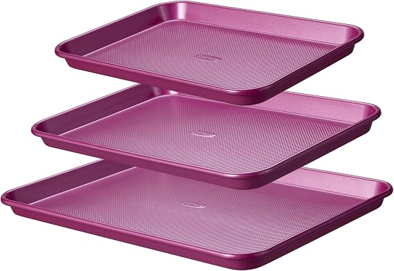 CAROTE 3-Piece Baking Sheet, Nonstick Cookie Sheets, Royal Violet