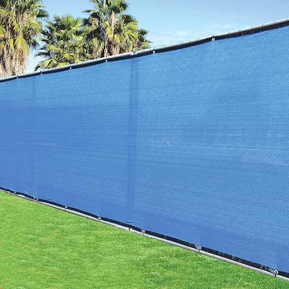 4'x50' 4ft Tall 3rd Gen Royal Blue Fence Screen Privacy Screen Windscreen Shade Cover Mesh Fabric (Aluminum Grommets) Home, Court, or Pool