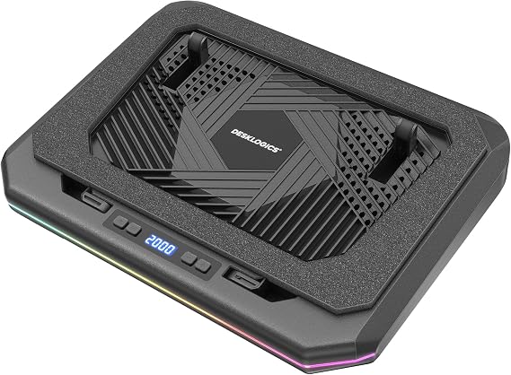 Laptop Cooling Pad, Quiet Turbo Fan Laptop Cooler for 12-19 Inch Gaming Laptop and MacBook, Height Adjustable Laptop Cooling Stand with RGB Light, Sealed Airflow Cooler Pad, USB Powered