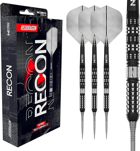 RED DRAGON Darts - Recon Original | Recon Switch Points - 90% Tungsten Darts Set - Nitro Flite Integrated Flight/Shaft, Dart Flights & Stems |Available 21g, 22g, 23g, 24g & 25g - Professional Dart Set