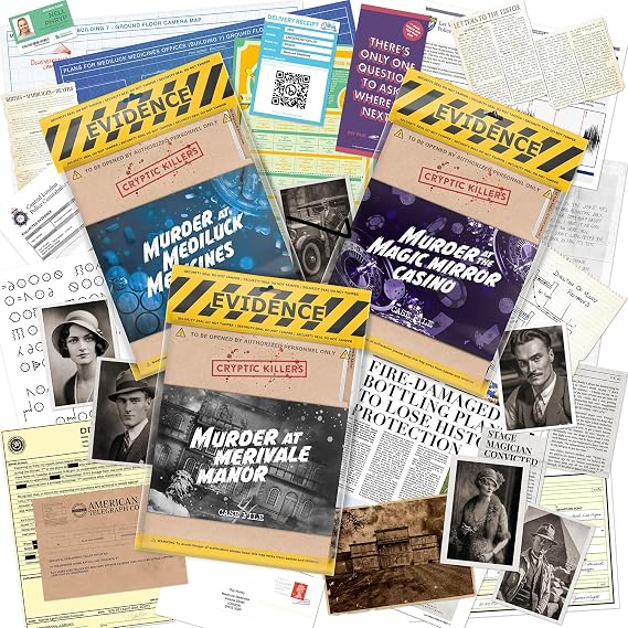 Cryptic Killers Bundle #2 - Unsolved Murder Mystery Game - Cold Case File Investigation - Detective Clues/Evidence - Solve The Crime - Individuals, Date Nights & Party Groups - 3 Pack