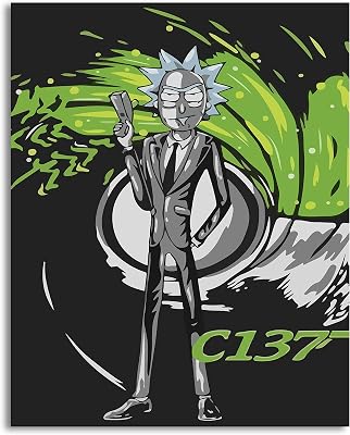 Mango store Anime Rick and Morty Rick Sanchez Canvas Print Poster Frameless Gift 8 x 10 inch 20x25cm