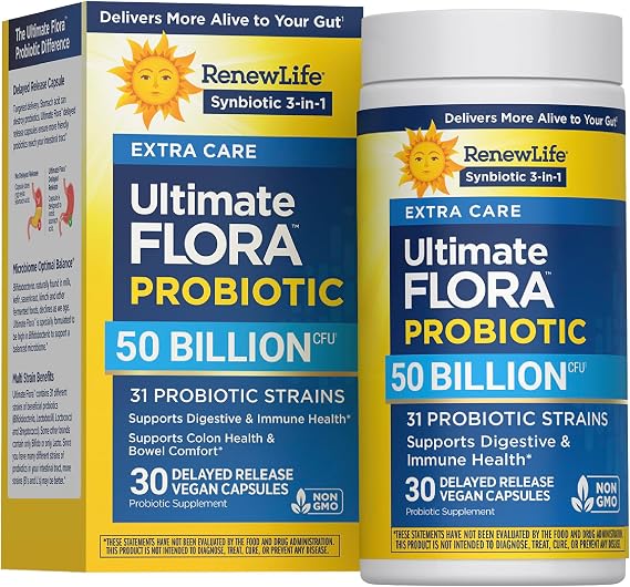 Renew Life Ultimate Flora Probiotic with Prebiotic 50 Billion CFU