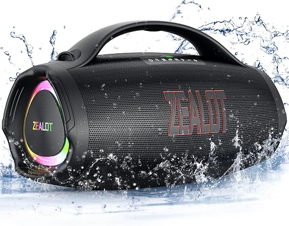 ZEALOT Bluetooth Speaker 160 W RMS/200 W Peak Music Box Mega Volume Bass IPX6 Waterproof BT5.3 36000 mAh Power/EQ/USB/TF Card/AUX for Outdoors Camping Garden Beach