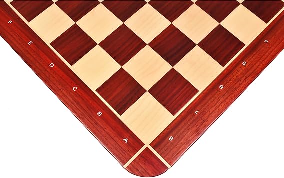 Royal Chess Mall Chess Board, Bud Rosewood and Maple Wooden Chess Board, Chess Board Only, Large Chess Board, 23-in by 23-in (6-cm Squares), Algebraic Notations, Luxury Gloss