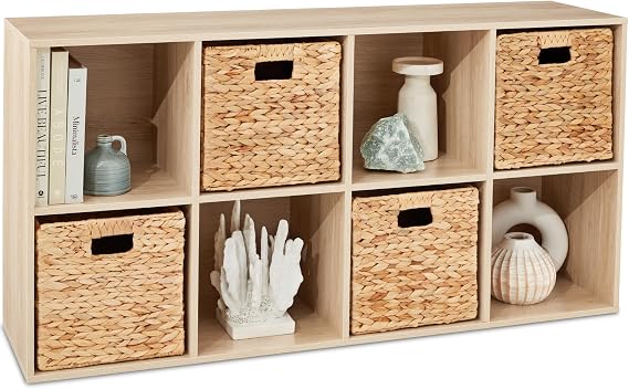 Best Choice Products 8-Cube Storage Organizer, 11in Shelf Opening, Bookcase, Display Shelf, Customizable w/ 3 Removable Back Panels Light Oak