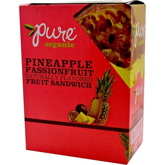 Pure Organic Pineapple Passionfruit Layered Fruit Bar, Certified Organic, Gluten-Free, Non-GMO, Vegan, Kosher, Peanut Free, No Artificial Ingredients, Fruit Snack, 0.63 ounce (Pack of 20)